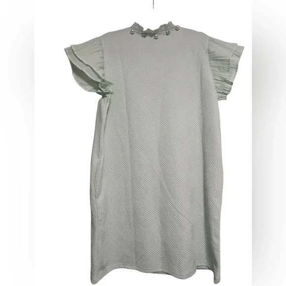 NWT Simply Southern Quilted Pearl Ruffle Dress - Mint Green Size Large - Picture 4 of 5